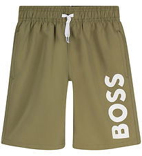 BOSS Sund stuttbuxur - Dark Green M. Hvítur