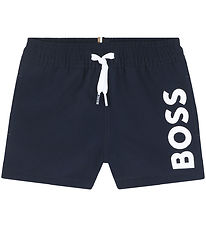 BOSS Sund stuttbuxur - Dökkblátt M. Hvítur