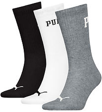 Puma Socks - 3-Pack - Regular Crew - Grey/White/Black