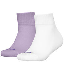 Puma Ankle Socks - 2-Pack - Kids Quarter - Purple/White w. Heart