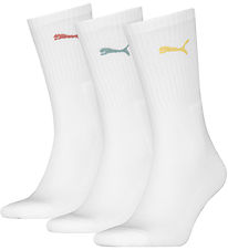 Puma Socks - 3-Pack - Regular Crew - White w. Logos