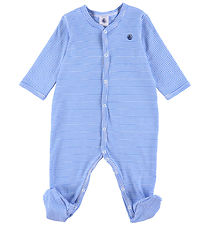 Petit Bateau Pyjamasdräkt m. Fötter - Delphinium/Marshmallow