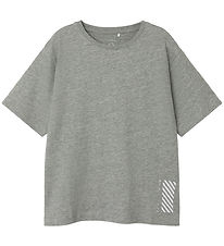 Name It Stuttermabolur - NkmOvan - Grey Melange M. Prentað