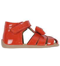 Pom Pom Sandals - Bow Velcro - Red Patent