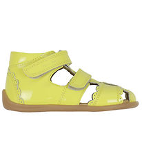 Pom Pom Sandalen - Zwei Klettband Wellenkanten - Yellow Lack