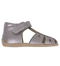 Pom Pom Sandalen - Starter-Drops Klettband - Dark Rose Glitter
