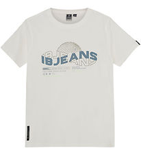 Indverskt Blue Jeans Stuttermabolur - Hvítt M. Prentað
