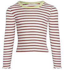 Minimalisma Blouse - Rib - Silk/Cotton - Bardot - Hibiscus Strip