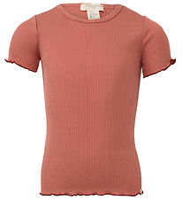 Minimalisma Blouse - Rib - Silk/Cotton - Flower - Antique Red/Hi