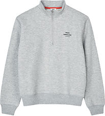 Mads Nørgaard Sweatshirt - Crewie Half Zip - Grey Melange