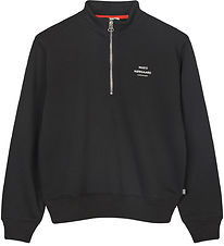 Mads Nørgaard Sweatshirt - Crewie Half Zip - Jet Black