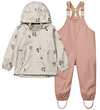 Liewood Rainwear w. Suspenders - Manu - Peach/Sea Shell