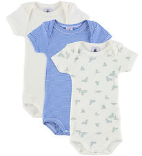 Petit Bateau Samfella k/æ - 3 Pakki - Hvítur/Blá-röndótt