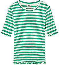 Mads Nørgaard T-Shirt - Rib - Tuviana - Vanilla Ice/Verdant Gree