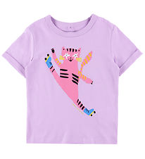 Stella McCartney Kids Stuttermabolur - Fjólublátt M. Köttur