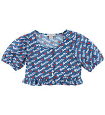 Stella McCartney Kids Stuttermabolur - Blár M. Lógó mynstur