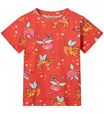 Småfolk T-shirt - Rosa Punch m. Katter