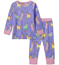 Småfolk Pyjamas - Purple Delight m. Enhörningar