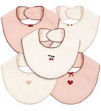 Konges Sløjd Teething Bib - 5-Pack - Minna - Rose/White Mix