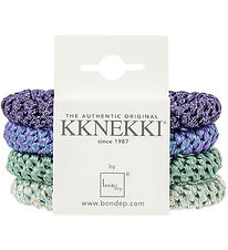 Kknekki Elastic Hair Bands - 4-Pack - Purple/Green Glitter