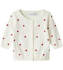 Name It Cardigan - Knitted - NbfFisilly - Cloud Dancer w. Hearts