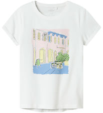 Name It T-shirt - NkfVix - Bright White/Målning