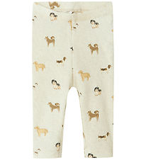 Name It Leggings - Rib - NbmBark - Peyote Melange M. Hundar