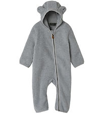 Name It Fleece Suit - NbnMeeko - Grey Melange w. Ears