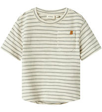 Lil' Atelier T-shirt - Knitted - NmmDenji - Forest Fog w. Stripe