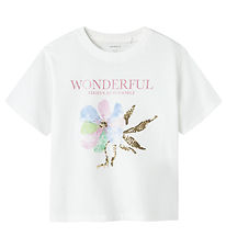 Name It Stuttermabolur - NkfDukko - Bright White M. Prentað