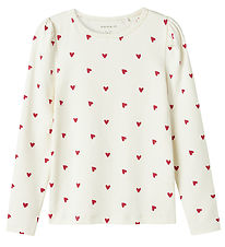 Name It Blouse - NmfDheart - Cloud Dancer w. Hearts