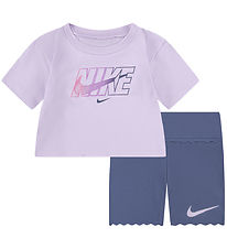 Nike Stuttbuxnasett - Stuttermabolur/Hjólabuxur - Dreifður Blue