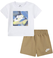 Nike Stuttbuxnasett - Stuttermabolur/Stuttbuxur - Fallhlíf Drapp