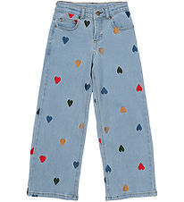 The New Jeans - TnNessa - Wide - Light Blue Denim w. Hearts