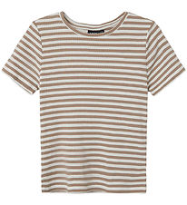 LMTD T-shirt - NlfDallas - Rib - Mocha Meringue/White STRIPES