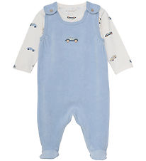 Fixoni Strampler m. Body l/ä - Velours - Blue Nebel