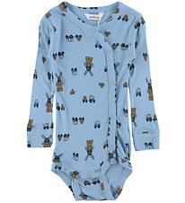 Joha Wrap Bodysuit l/s - Bamboo - Blue w. Windmill
