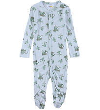 Joha Jumpsuit w. Feet - Bamboo - Light Blue w. Seeds