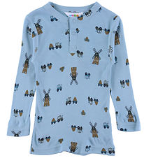 Joha Blouse - Viscose/Bamboo - Blue w. Windmill