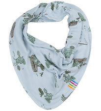 Joha Teething Bib - Bamboo/Wool - Light blue w. Frogs