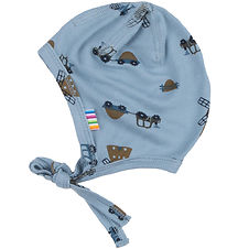 Joha Baby Hat - Viscose/Bamboo - Blue w. Wind turbines