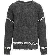 Kids Only Bluse - Strick - KogAmanda - Dark Grey Melange/Cloud