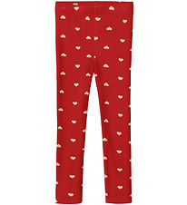 Fliink Leggings - Kelly - Pompeian Red/Beige Heart