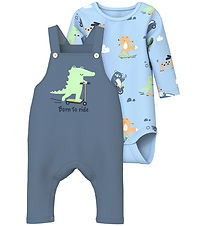 Name It Overalls w. Bodysuit l/s - NbmVonne - Cerulean