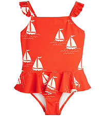 Mini Rodini Badeanzug - UV50+ - Segeln Boats - Rot