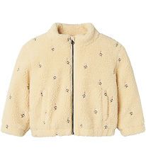 Lil' Atelier Fleecejacka - NmfNalo - Blekt Sand m. Blommor