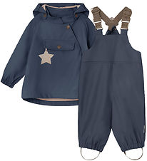 Mini A Ture Rainwear w. Suspenders - PU - MatWainis - Ombre Blue