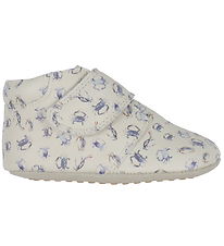 Pom Pom Leder-Krabbelschuhe - Anfänger Klettband Print - Sea