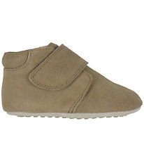 Pom Pom Leder-Krabbelschuhe - Anfänger Klettband Saison - Khaki