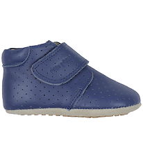 Pom Pom Leder-Krabbelschuhe - Anfänger Klettband Saison - Blue S